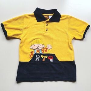 ~Vintage~ 90s Y2K Bob The Builder Cartoon Thick Tee Shirt Boys 5T Embroidered